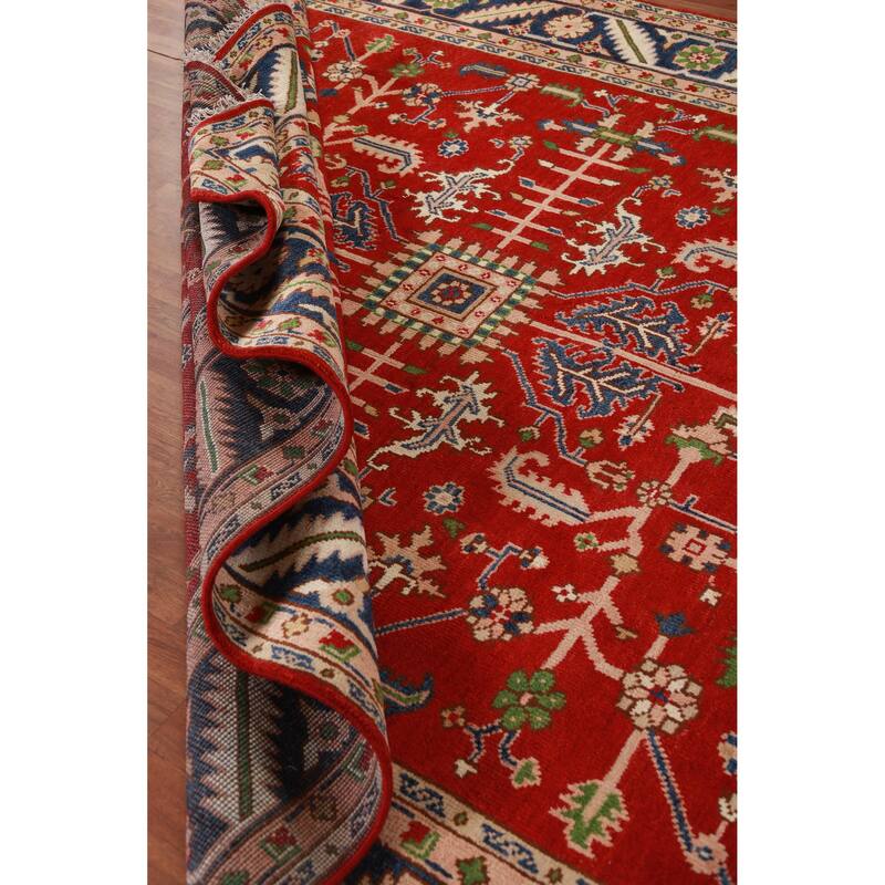 Hand Knotted Oriental 100% Wool Carpet Traditional Geometric Red Heriz (serapi) Area Rug - 11' 9'' X 8' 10''