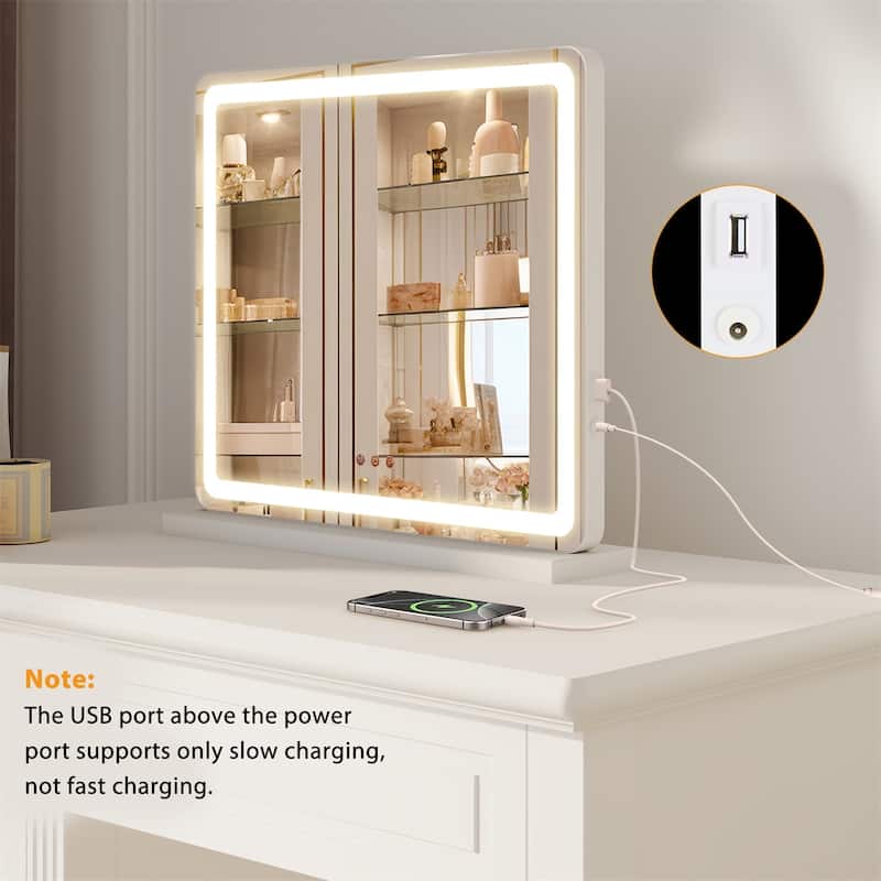 Lighted Makeup Mirror, Hollywood Vanity Mirror with Led Lights, Three Color Lighting Modes, Smart Touch Control Mirrors