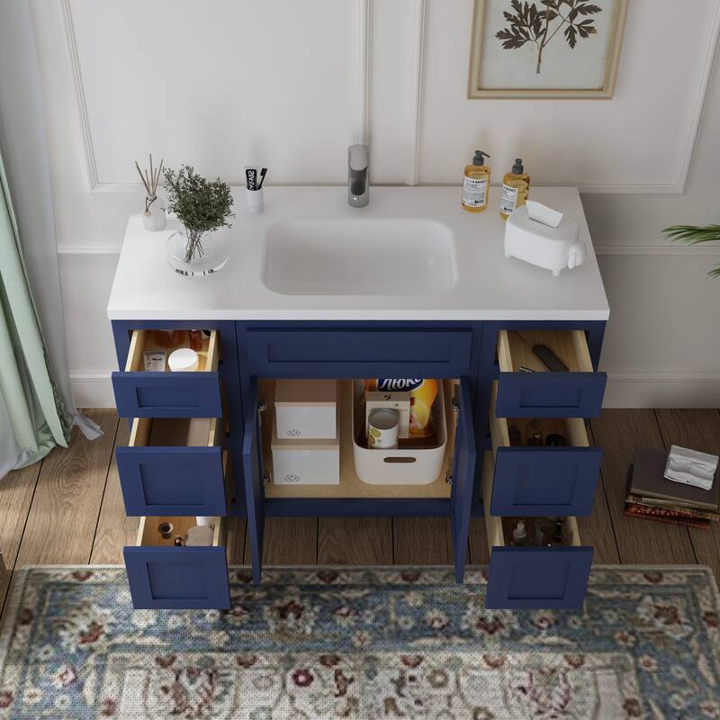 Vanity Art 48" Oak Freestanding Bathroom Vanity Cabinet without Top