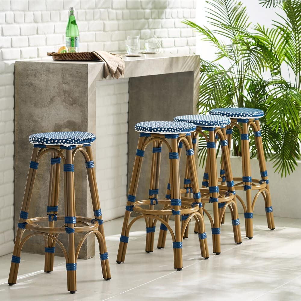Starla Outdoor Aluminum and Wicker 29.5 Inch Barstools (Set of 4) by Christopher Knight Home