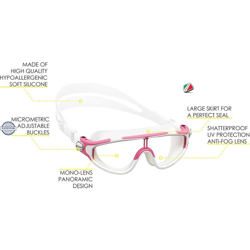 Wide View Baloo Swimming Goggles for Kids, Junior, White/Pink