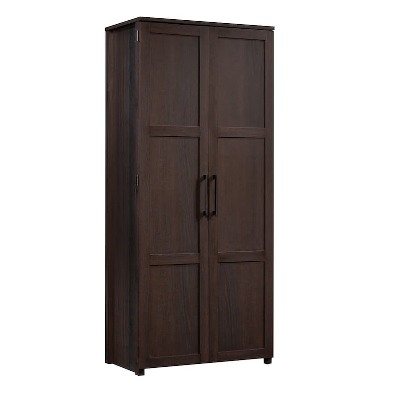Wood Storage Cabinet with Fixed Shelves, Brown - 30.71"W x 17.21"D x 68.82"H