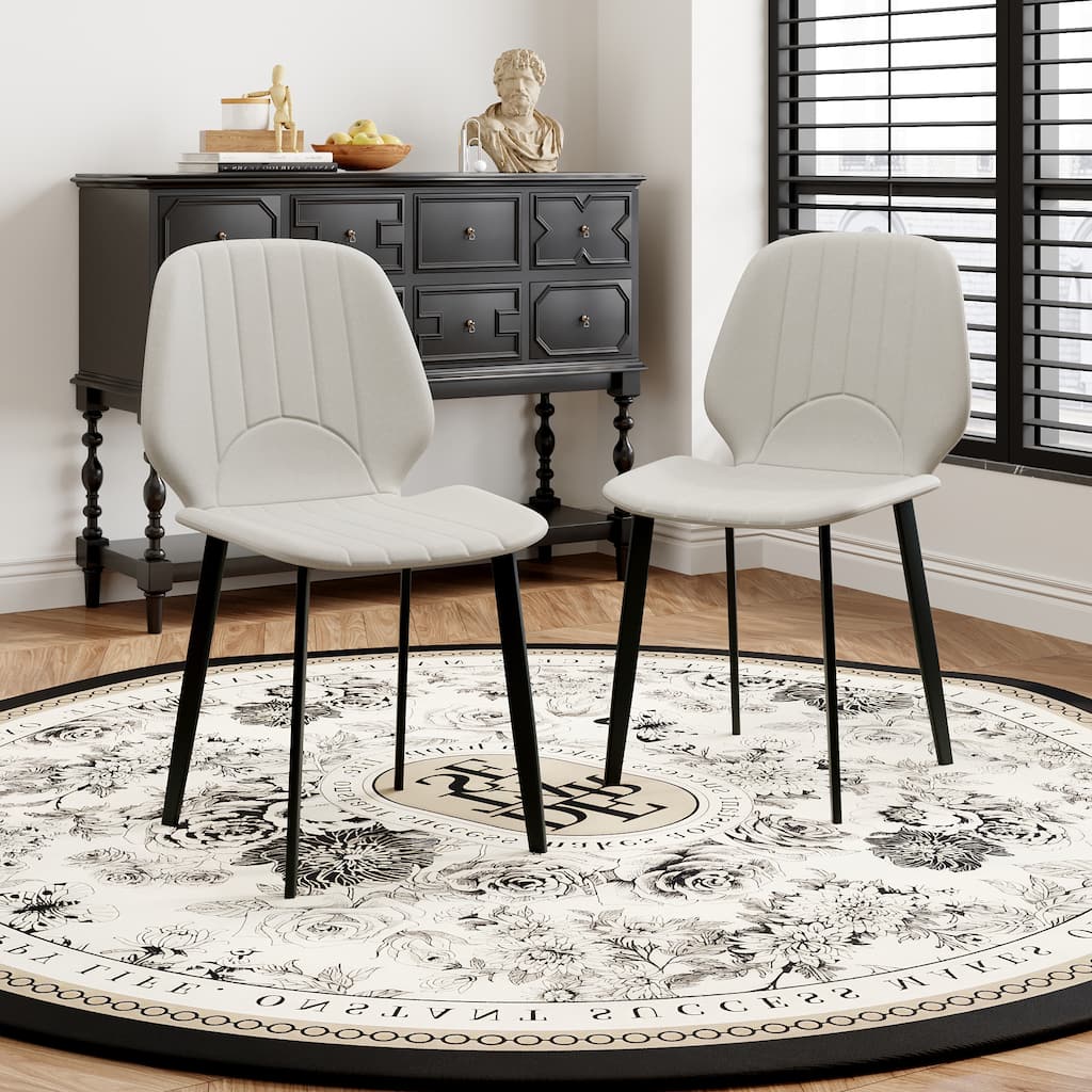 Faux Leather Upholstered Modern Dining Chairs Side Chair with Metal LegsSet of 2）