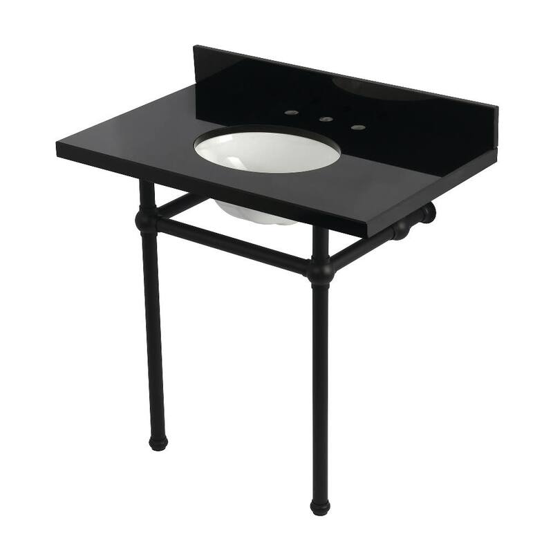 Kingston Brass KVPK36KB-T-SET Templeton 36" Rectangular Brass, Granite - Black Granite / Matte Black
