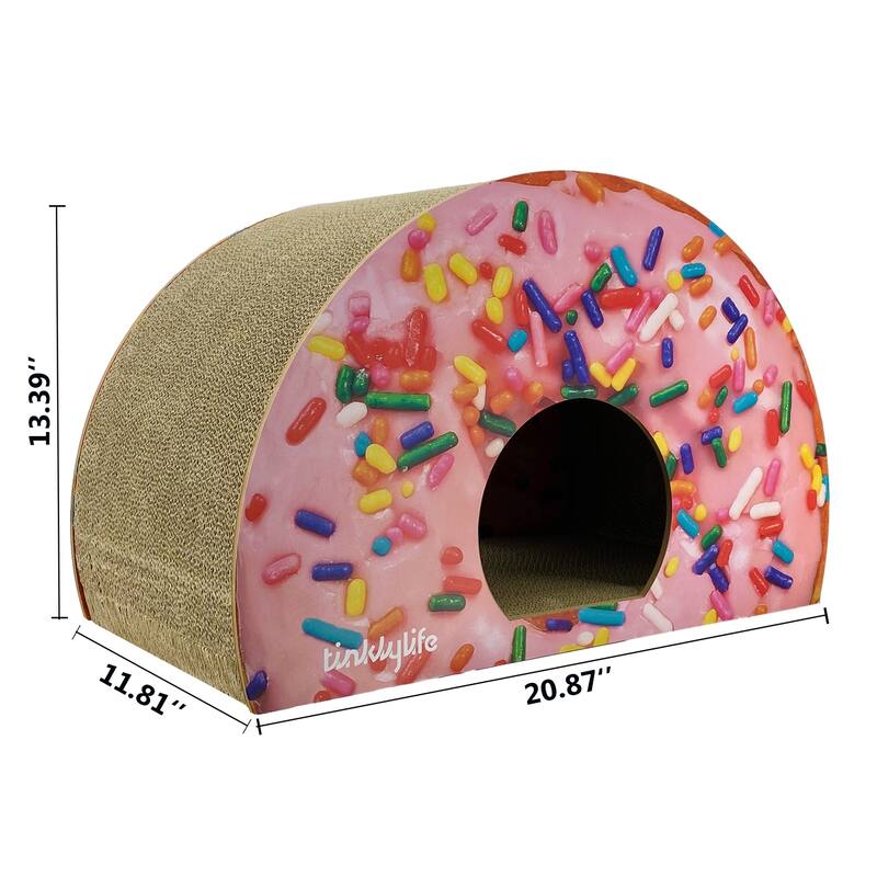 Cat Condo Scratcher Post Cardboard, Looking Well with Delicious Doughnut Shape Cat Scratching House Bed Furniture Protector