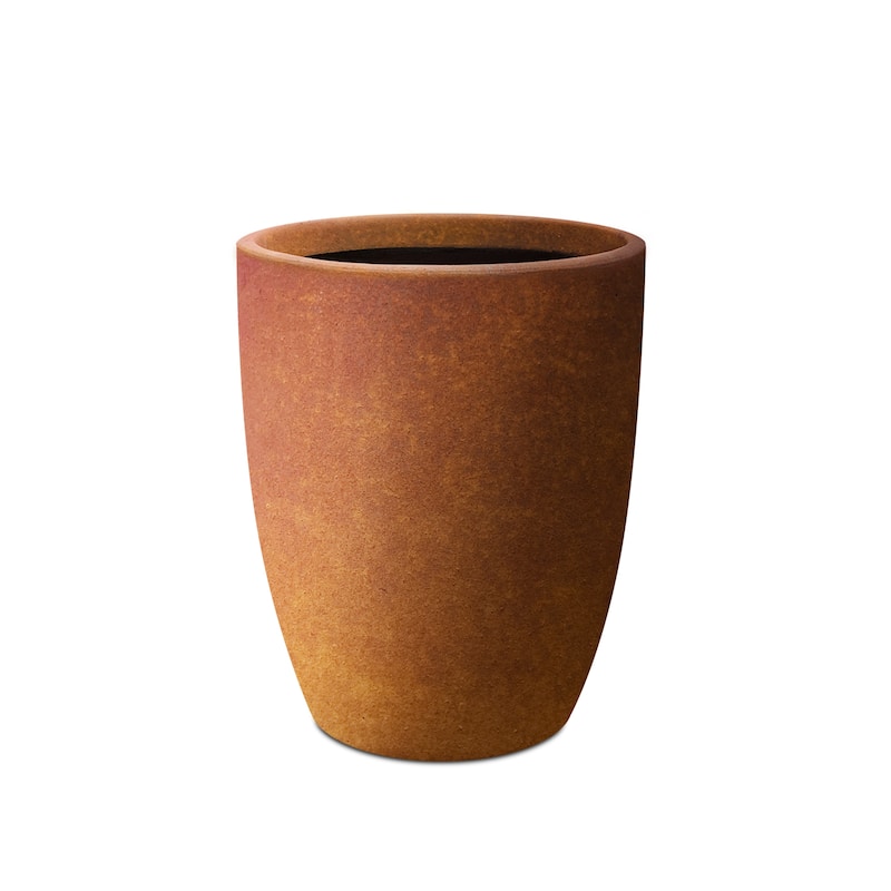 Kante Round Lightweight Concrete and Weather Resistant Fiberglass Indoor Outdoor Planter with Drainage Hole