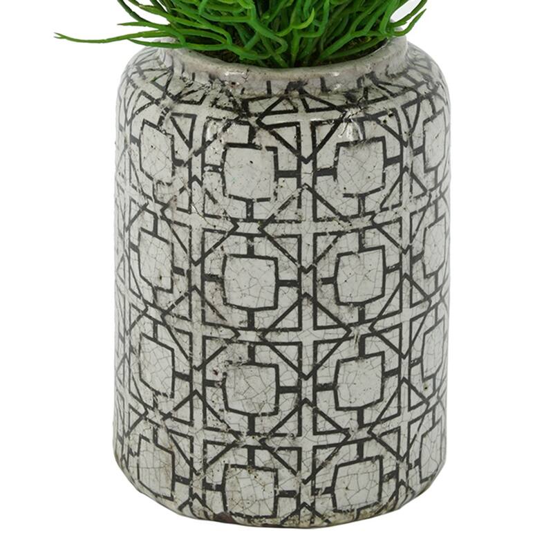 Faux Saltwort in Distressed Patterned Ceramic Vase