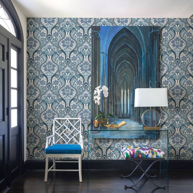 Guadalupe, Night Bloom Damask, 33 FT. L x 20.5In. W Wallpaper Roll