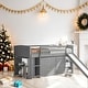preview thumbnail 2 of 16, Low Twin Size Loft Bed with Cabinets, Shelves and Slide - Gray