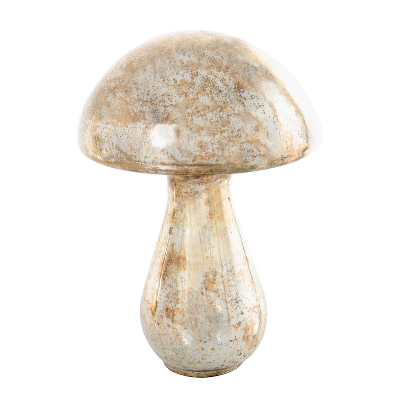 Gold, Green or Champagne Glass Handmade Glossy Weathered Mushroom Sculpture (Set of 2)