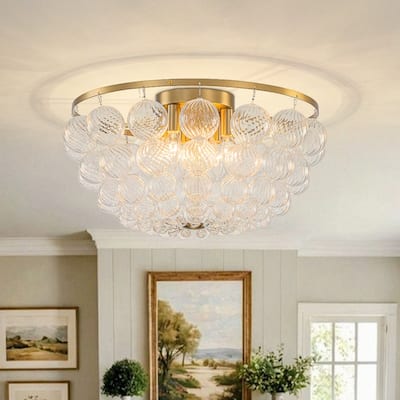Glam 6-Light Twisted Glass Globe String Flush Mount - 19.7in
