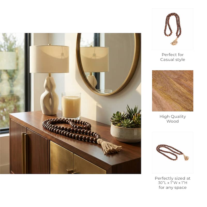 Mango Wood Double Beaded Garland with Tassel