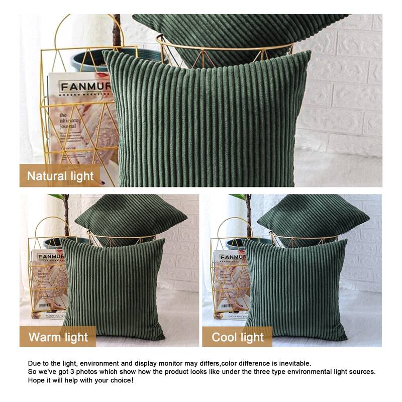 Corduroy Throw Pillow Striped Pillow for Couch Set of 2