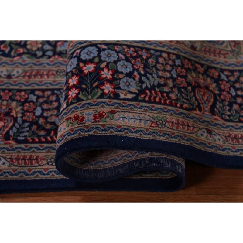 Vegetable Dye Blue Kerman Chinese Area Rug Hand-Knotted Wool Carpet - 7'0"x 10'0"