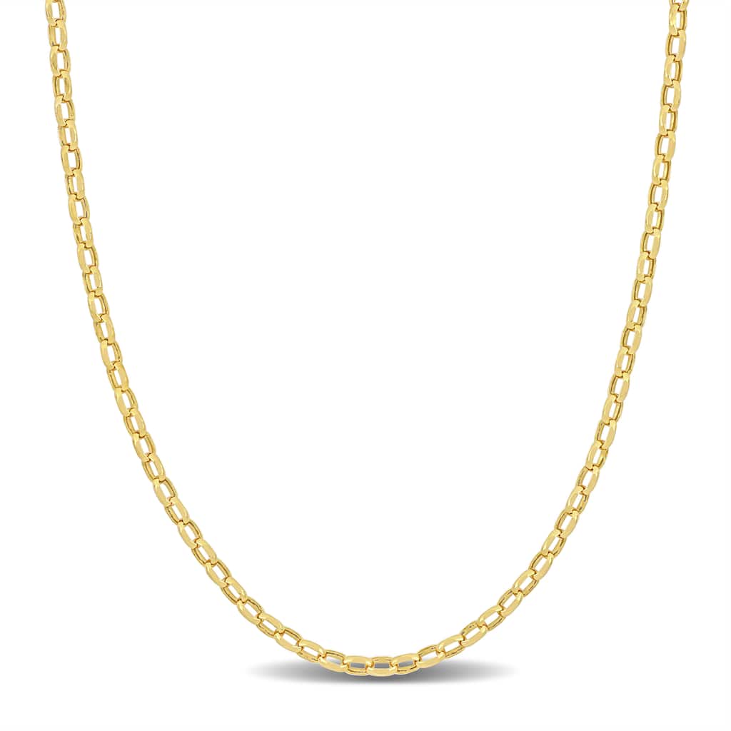 Miadora 2.2mm Diamond Cut Oval Rolo Chain Necklace in 10k Yellow Gold-20 in