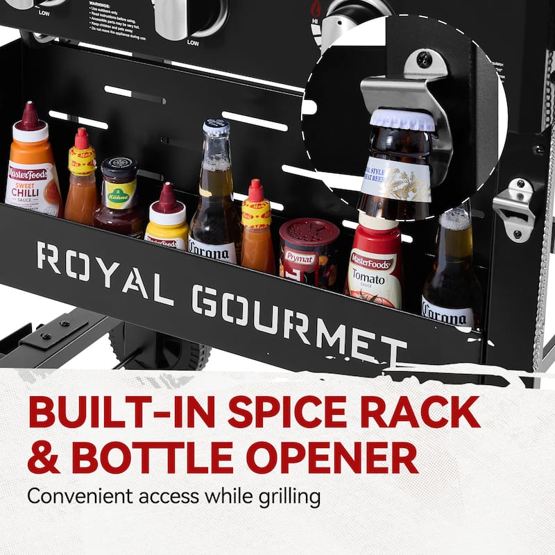 Royal Gourmet, Gas Griddle with Hood and Collapsible Side Shelves