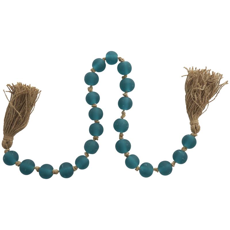 Glass Handmade Round Beaded Garland with Tassel with Knotted Brown Jute - Roche River Decor