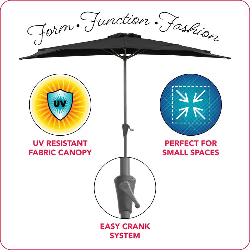 CorLiving 8.5Ft UV Resistant Half Umbrella