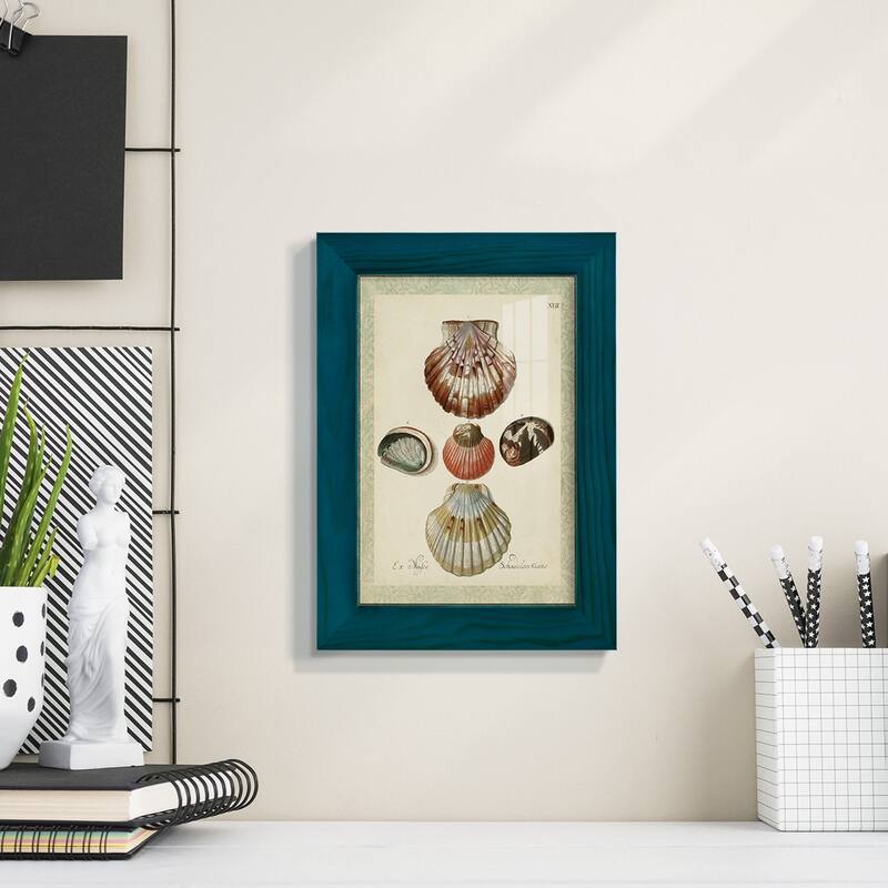 Bookplate Shells III -Framed Print w/glass-Cherry Red