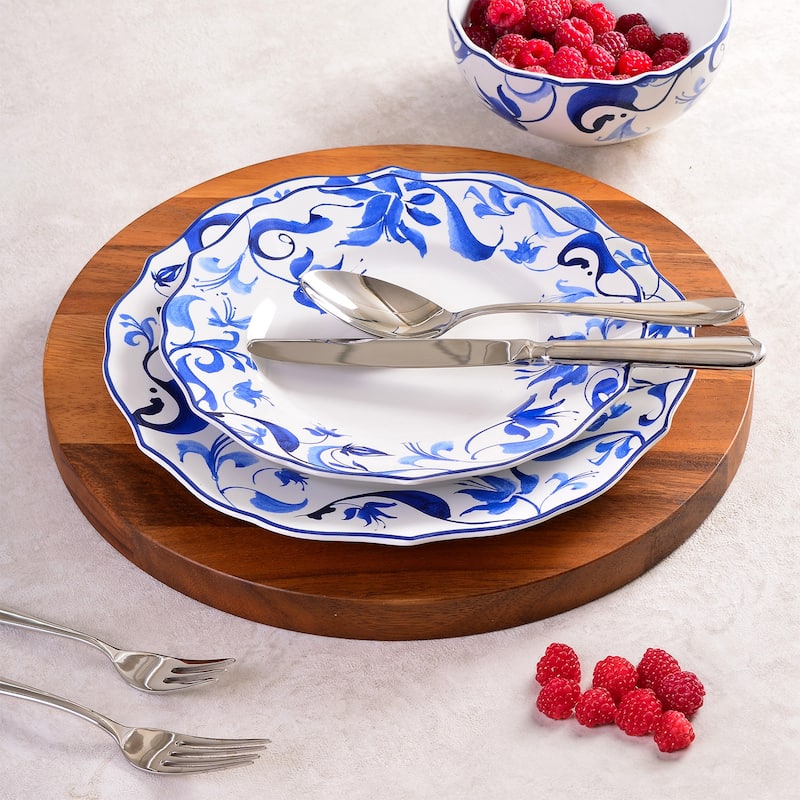 222 Fifth Ayla Collection Dinnerware Set, 12-piece, Blue