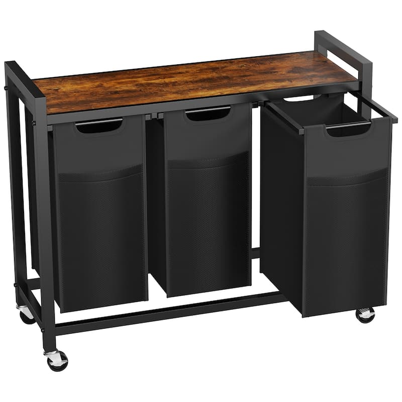 Laundry Hamper with Pull-Out Removable Sorter Bags - 3Bucket - Black