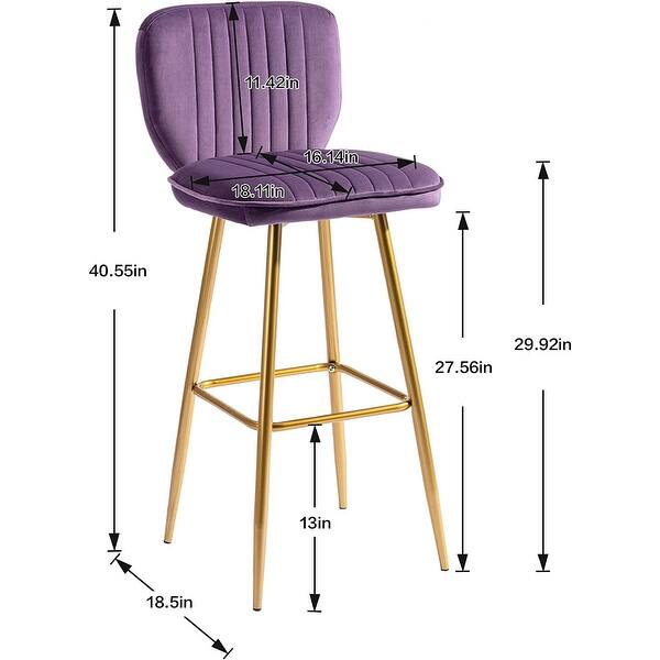 Velvet Bar Stools Counter Height Dining Chairs with Back & Footrest Bed Bath & Beyond 36357197