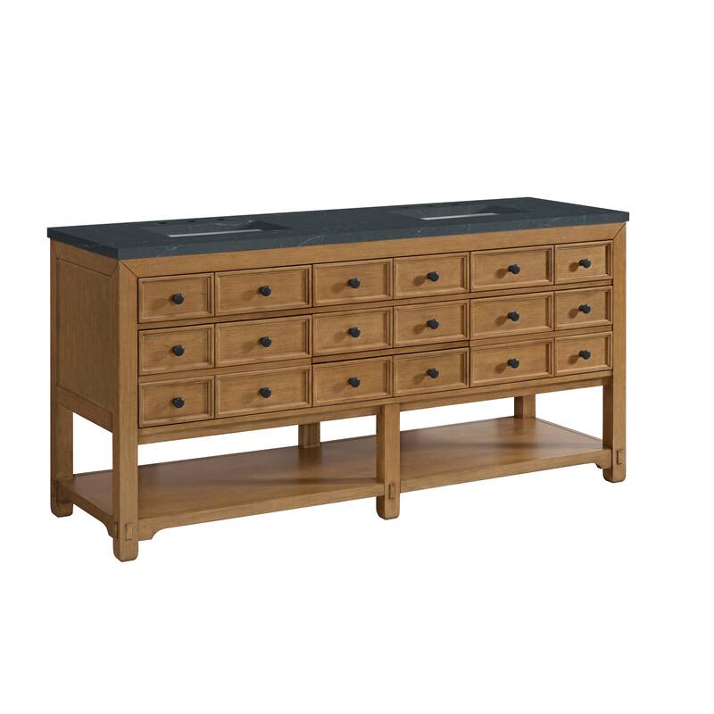 Malibu 72" Double Vanity Cabinet, Amber Birch