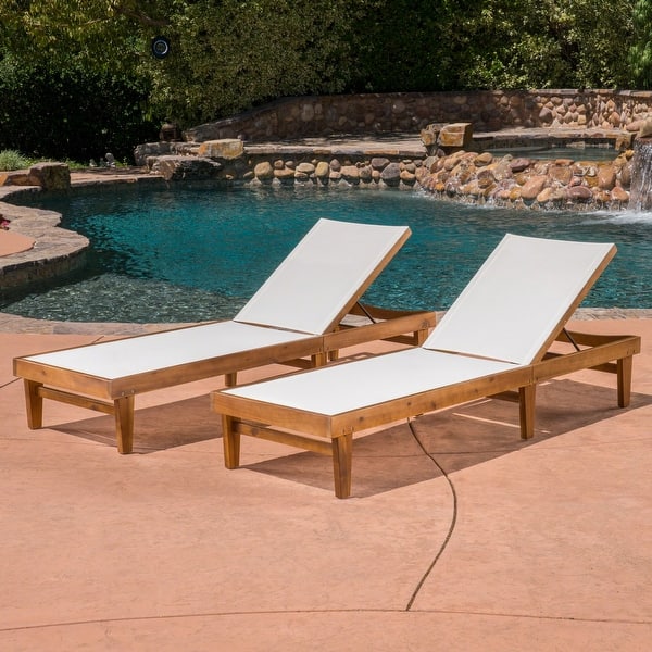 langzaam overstroming tweeling Summerland Outdoor Mesh and Wood Chaise Lounge (Set of 2) by Christopher  Knight Home - Overstock - 20908159