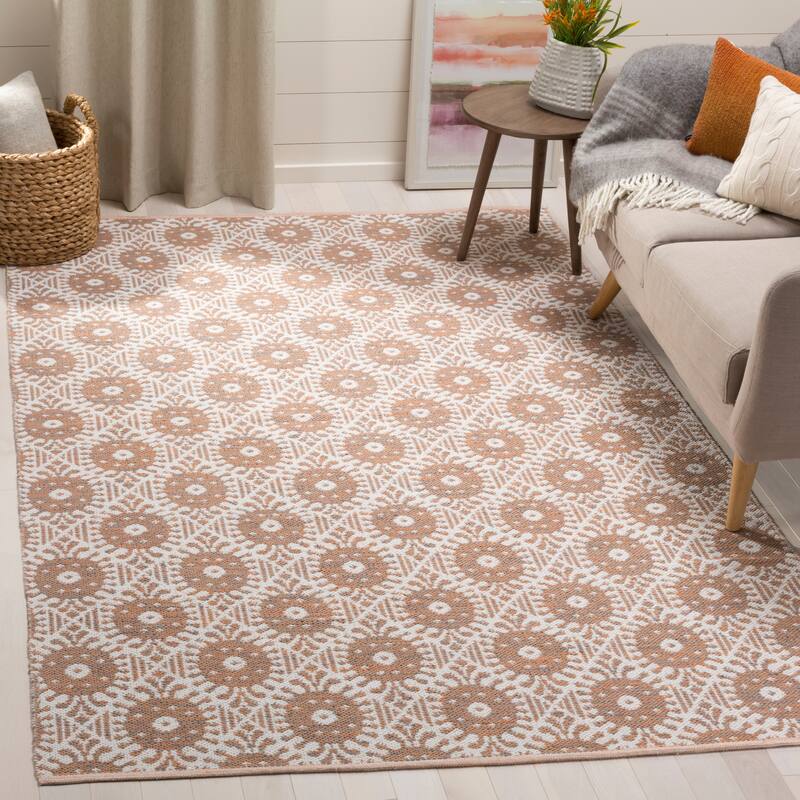 SAFAVIEH Handmade Flatweave Montauk Cesira Casual Cotton Rug - 8' x 10' - Orange/Ivory