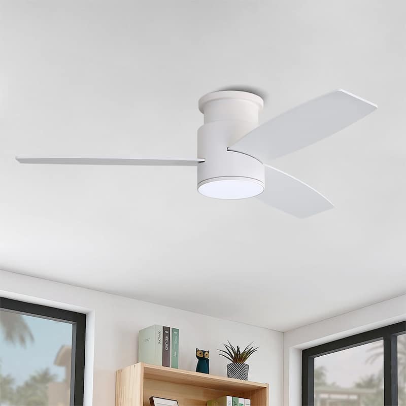 MLiAN 44" LED Flush Mounted Ceiling Fan with Remote ，3 Reversible Plywood Blades - 44