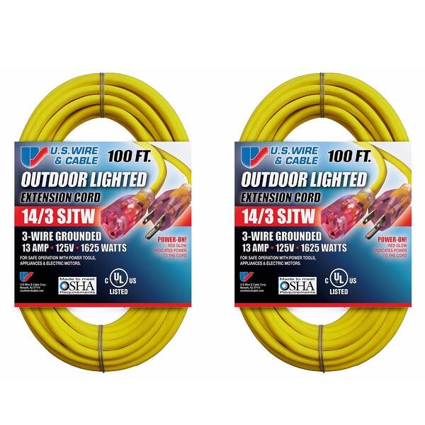 US Wire and Cable 100 Foot Lighted Extension Cord (2-Pack) - Bed Bath ...