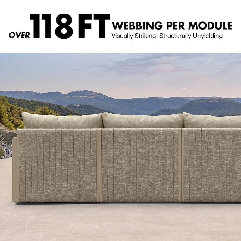 PURPLE LEAF Sanori Patio Conversation Set with Grey Ottoman and Cushion Patio Sofas Sectional Set for Poolside Graden