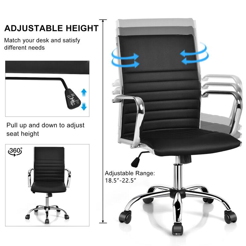 Gymax PU Leather Office Chair High Back Conference Task Chair