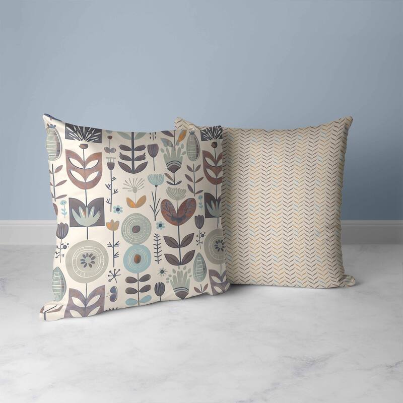Baltic Blossoms Faux Suede Reversible Throw Pillow Beige and Orange