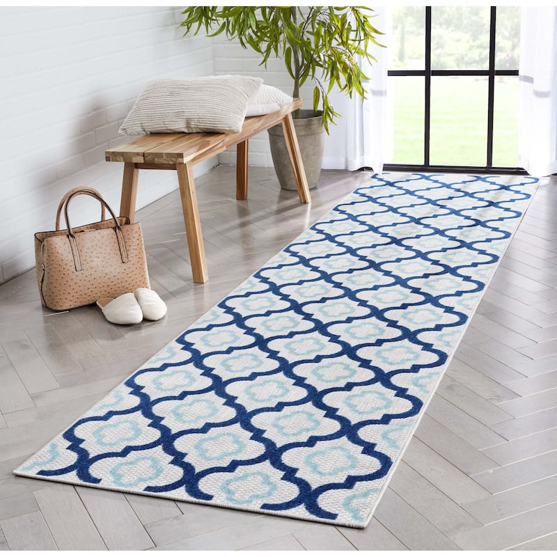 Well Woven Dorado Illuminate Indoor Outdoor Trellis High-Low Area Rug