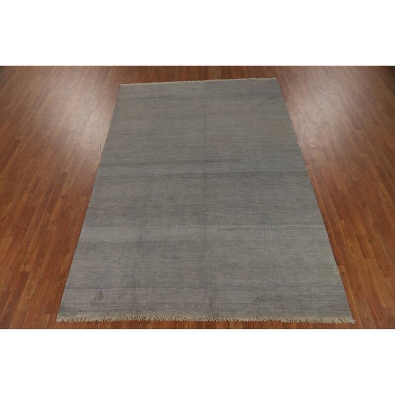 Striped Gray Gabbeh Oriental Area Rug Handmade Wool Carpet - 6'3" x 9'3"