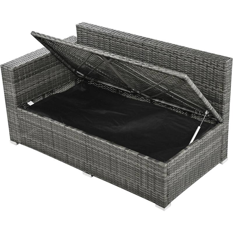 6-Piece PE Rattan Patio Sofa Set with Storage & Adjustable Seats