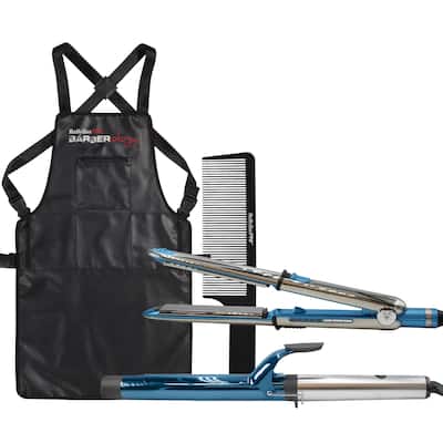 BaByliss Pro Prima3000 1¼" Styling Iron & 1¼" Extended Barrel Curling Iron Combo BNTPP54UC + Barber Apron + Comb