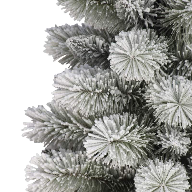 Puleo International 3.5 ft. Battery Operated Potted Flocked Norwegian Pine Artificial Christmas Tree