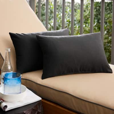Sunbrella Canvas Black Indoor/Outdoor Knife Edge Pillow (Set of 2)