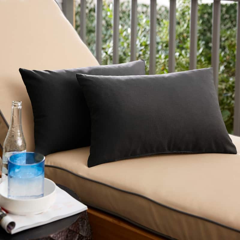 Sunbrella Canvas Black Indoor/Outdoor Knife Edge Pillow (Set of 2) - 13 in L x 20 in W
