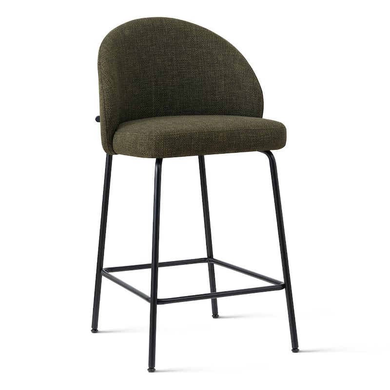 Upholstered Counter Height Bar Stool Set with Curved Back and Metal Frame(Set of 3)