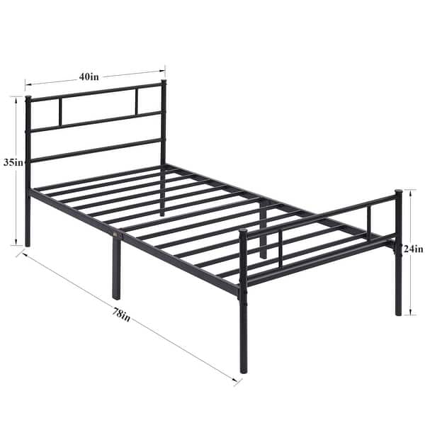 Metal Platform Bed Frame with Headboard, Twin/Full/Queen Beds, Simple