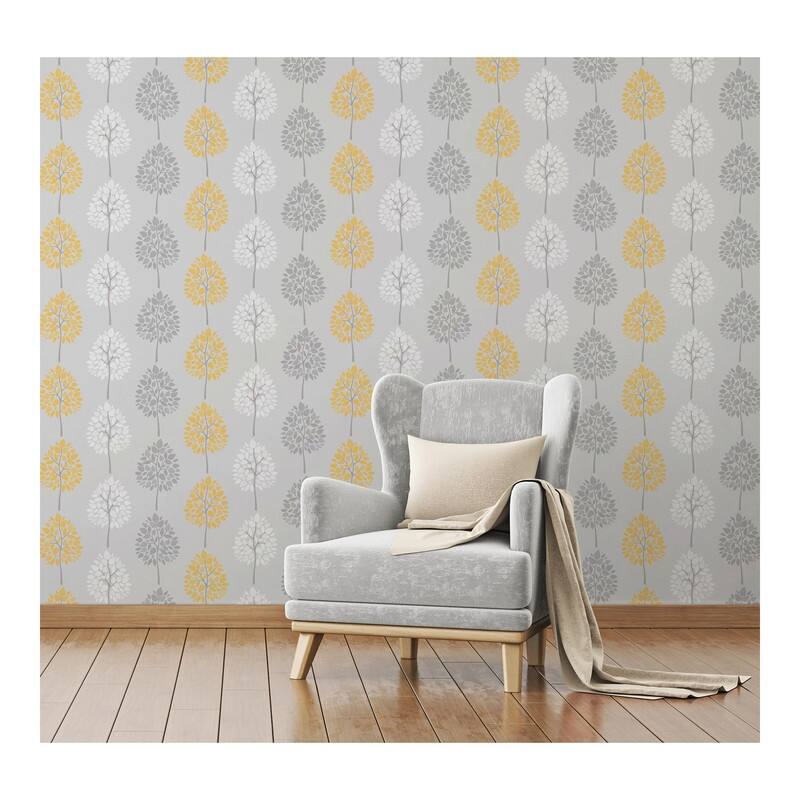 Fine Decor Alder Grey Tree Wallpaper - 20.5 x 396 x 0.025