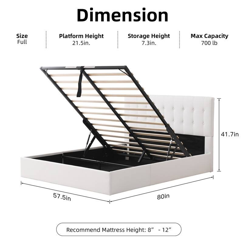 Plywood Frame Upholstered Platform Bed with Lift-up Storage