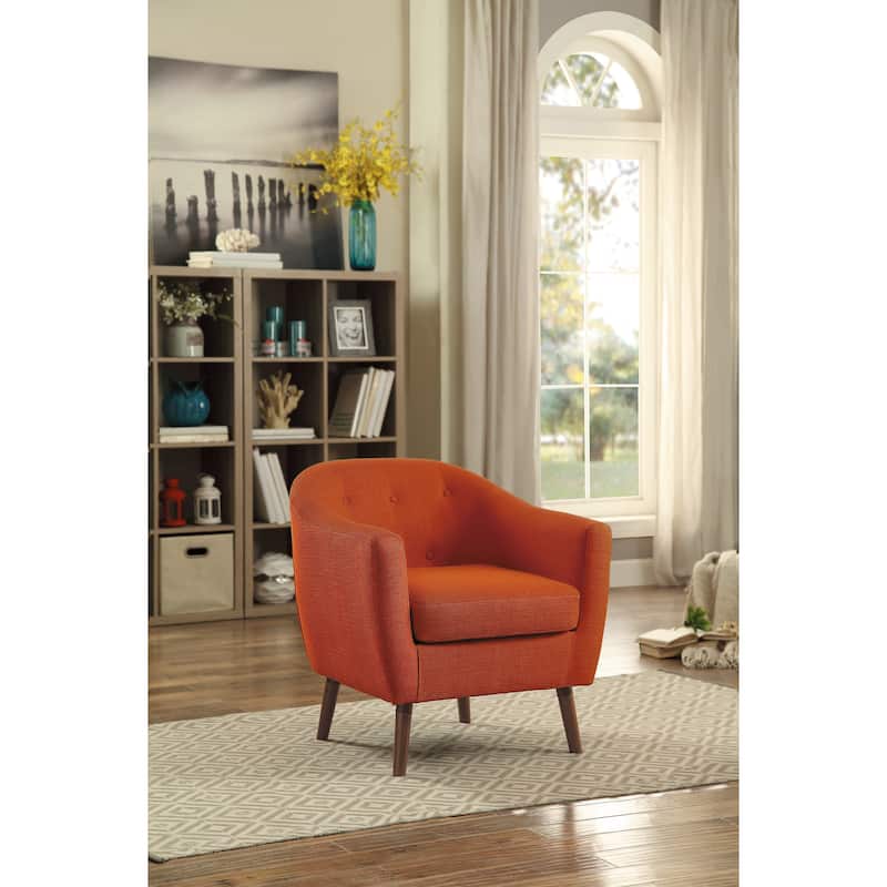 Retro Style Fabric Accent Chair with Cherry Finished Legs