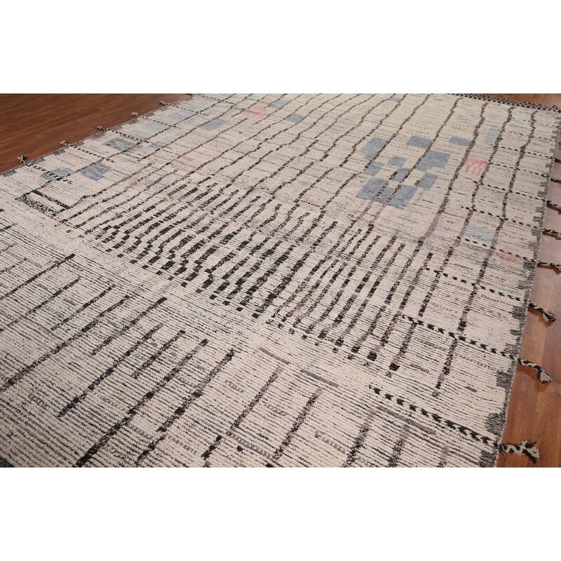 Earth Tone Moroccan Large Area Rug Handmade Oriental Wool Carpet - 9'9" x 15'2"