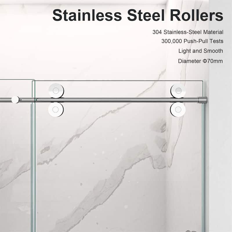 56"-60"W x 72"H Frameless Single Sliding Shower Door