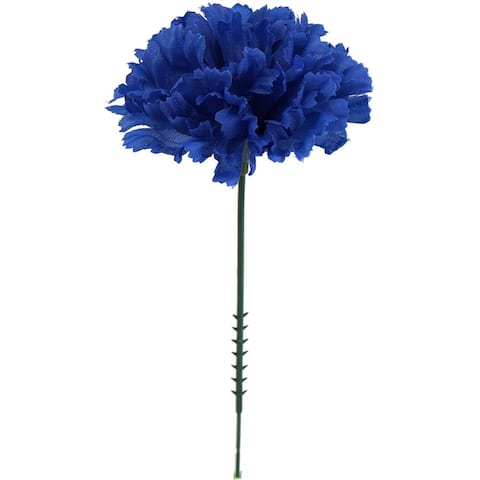 Silk Carnation Pick 100 PACK 3.5" Heads with 5" Stems - Royal Blue
