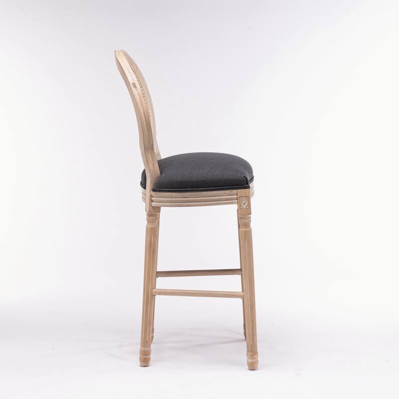 Wooden Barstools Rattan Back Set of 2